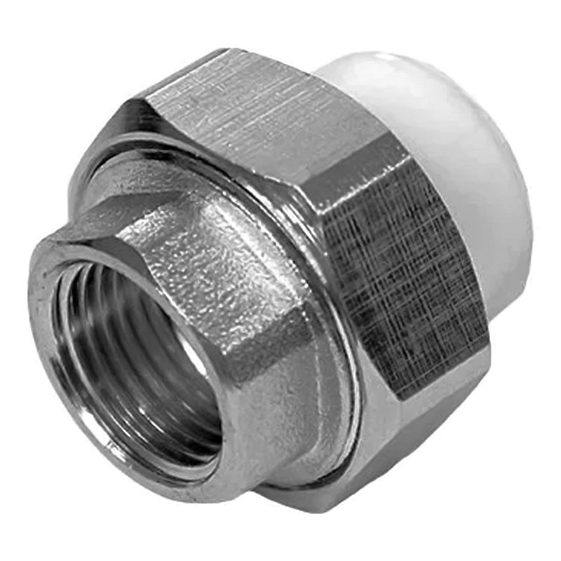 Муфта комбинированная ПП 20-3/4'' PN 25 разъёмная с внутренней резьбой белая РТП 10616-1