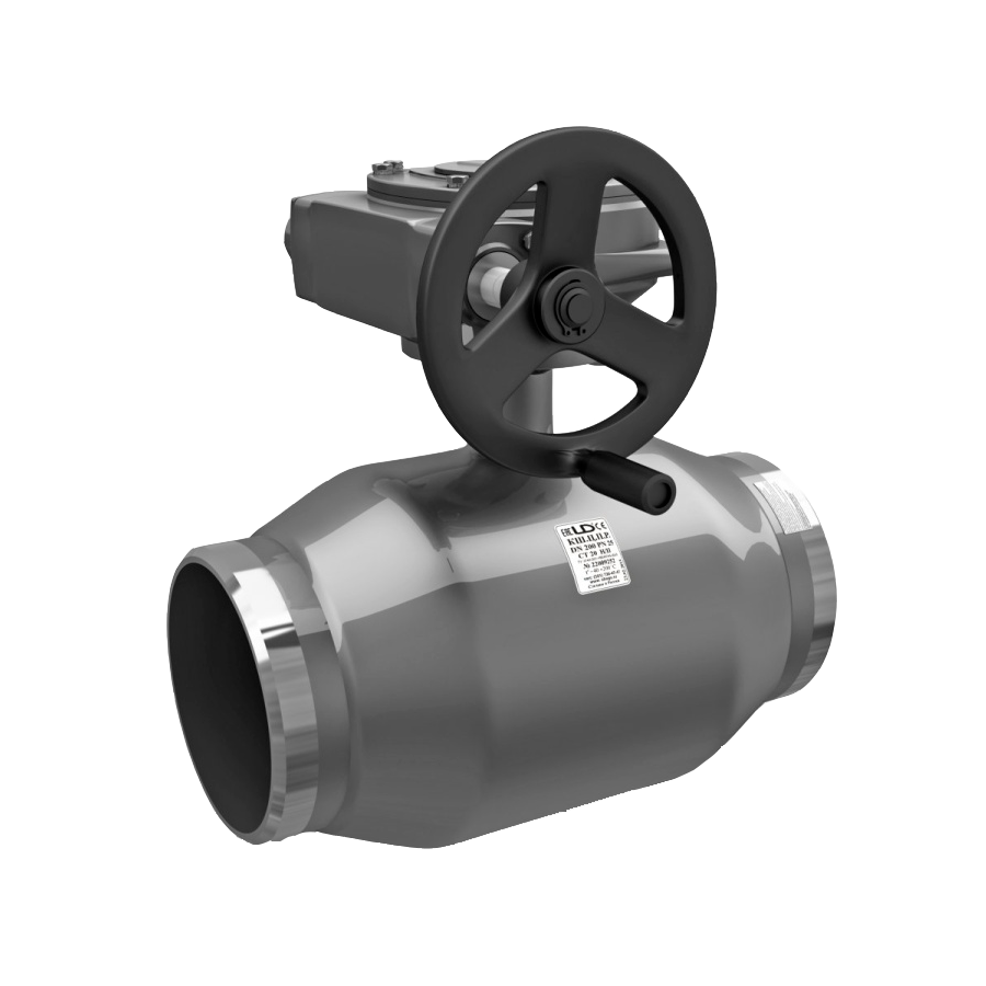 Кран стальной шаровой цельносварной LD КШ.Ц.П.Р.150.025, DN 150 PN 25, 390мм, полнопроходной, приварной с редуктором-1