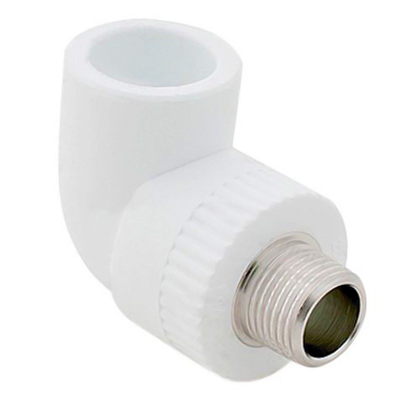 Угольник комбинированный ПП 25-1/2'' PN 25 с наружной резьбой белый РТП 10801-1
