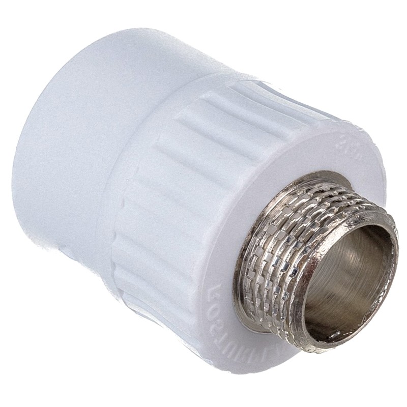 Муфта комбинированная ПП 32-1'' PN 25 под ключ с наружной резьбой белая РТП 14631-1