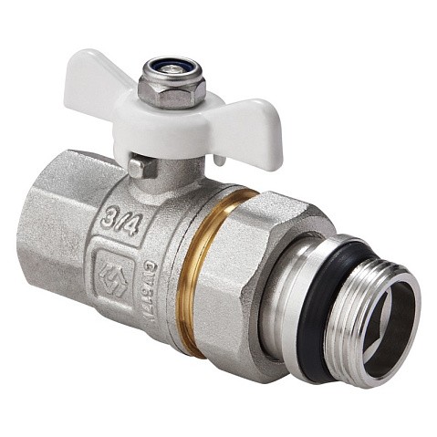 Кран латунный шаровой MVI BV.521 DN 20 PN 40 с уплотнением никелированный полнопроходной американка бабочка купить в Челябинске | "Проконсим"