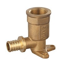 Угольники установочные латунные для PEX труб DN 16-25 PN 16 под надвижную гильзу с внутренней резьбой PLP купить в Челябинске | "Проконсим"