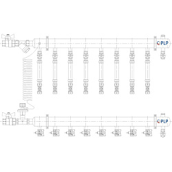  Коллекторный узел на 8 выход. PLP УКЭО-ЭКОНОМ 5-30/25-60кПа Ду50 1'' - 1/2'' Ру10 сталь, подкл. боковое левое (922156048) со склада Проконсим в Челябинске