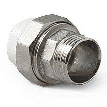 Муфты ПП DN 20-75 PN 25 комбинированные разъёмные с наружной резьбой белые Pro Aqua купить в Челябинске | "Проконсим"
