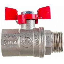  Латунный шаровой кран Ду32 Ру40 Valfex VF.218.NB1.114.DP 11Б27фт1М ВР-НР, проход , бабочка. (111201536) со склада Проконсим в Челябинске
