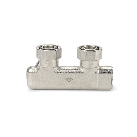 Узелы нижнего подключения VARMEGA VM139 DN20 угловой двухтрубный 3/4''x3/4'' евроконус, перекрёстный муфта-штуцер купить в Челябинске | "Проконсим"