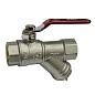 Кран латунный шаровой SGL 11Б27п DN 20 PN 20 с фильтром никелированный муфта-муфта рычаг купить в Челябинске | "Проконсим"