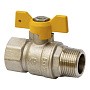 Кран латунный шаровой газовый MVI BV.814 DN 15 PN 25 никелированный полнопроходной муфта-штуцер бабочка купить в Челябинске | "Проконсим"