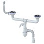 сифон для двойной мойки Unicorn В731VР 40х50 гибкий отвод 3 1/2'' х40 с отводом для стиральной машины круглый перелив