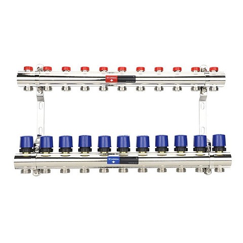 Коллекторная группа из латуни DN 25-11 вых. G-3/4'' евроконус, без расходомеров, без дренажного крана и воздухоотводчика VARMEGA VM15811 купить в Челябинске | "Проконсим"