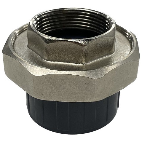 Муфта разборная НПВХ DN 50-1 1/2" PN 16 клеевая с внутренней латунной резьбой черная Aquaviva AQVBBD50F купить в Челябинске | "Проконсим"