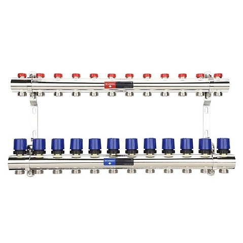 Коллекторная группа из латуни DN 25-12 вых. G-3/4'' евроконус, без расходомеров, без дренажного крана и воздухоотводчика VARMEGA VM15812 купить в Челябинске | "Проконсим"