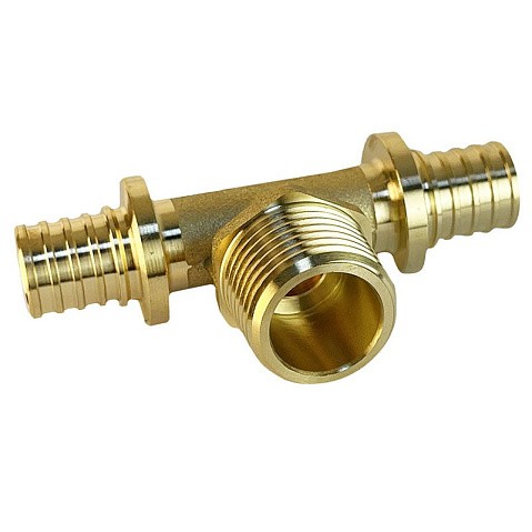 Тройник латунный для PEX труб 16-1/2''-16 PN 16 S-2,2мм под надвижную гильзу Valfex VF.433.AF купить в Челябинске | "Проконсим"