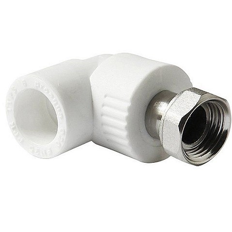 Угольник комбинированный ПП 25-1'' PN 25 с накидной гайкой белый Pro Aqua PA29215 купить в Челябинске | "Проконсим"