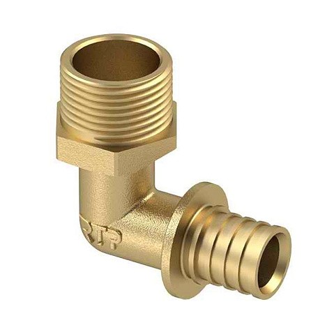 Угольник латунный для PEX труб  20-1/2''  PN 16  под надвижную гильзу с наружной резьбой  РосТурПласт купить в Челябинске | "Проконсим"