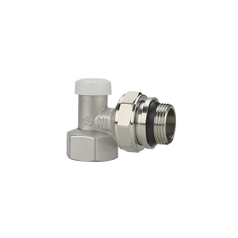 Клапан радиаторный VARMEGA VM10213 DN20 PN10 угловой настроечный G-3/4'' с уплотнением муфта-штуцер купить в Челябинске | "Проконсим"