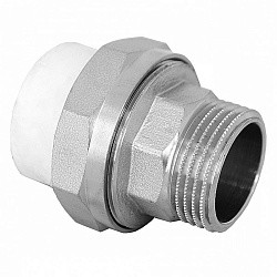  Муфта комбинированная ПП 25-1/2'' PN 25, разъёмная, с наружной резьбой, белая, РосТурПласт 10643 10643 (251210703) со склада Проконсим в Челябинске