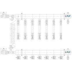  Коллекторный узел на 7 выход. PLP УКЭО-ЭКОНОМ 5-30/25-60кПа Ду50 1'' - 1/2'' Ру10 сталь, подкл. боковое левое (922156047) со склада Проконсим в Челябинске