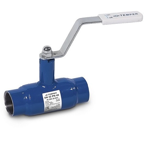 Кран стальной шаровой DN 20-15 PN40 100мм муфта-муфта с ручкой Temper купить в Челябинске | "Проконсим"