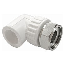 Угольник ПП с накидной гайкой 25-3/4'' PN 25 белый купить в Челябинске | "Проконсим"