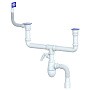 сифон для двойной мойки Unicorn В740VP 40х50 гибкий отвод 1 1/2'' х40 с отводом для стиральной машины прямоугольный перелив