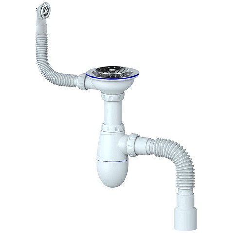 Сифон для мойки Unicorn В426P, 40х50 гибкий отвод, 3 1/2'' х40 чаша из нержавеющей стали, прямоугольный перелив купить в Челябинске | "Проконсим"