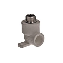 Угольник установочный двойной ПП 20-1/2'' PN 25 с наружной резьбой серый купить в Челябинске | "Проконсим"