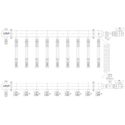  Коллекторный узел на 9 выход. PLP УКЭО-ЭКОНОМ 5-30/25-60кПа Ду50 1'' - 1/2'' Ру10 сталь, подкл. боковое правое (922156059) со склада Проконсим в Челябинске