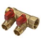 Коллектор латунный DN 20 2 выхода G 1/2'' с шаровыми кранами красная ручка плоское присоединение отвода SGL купить в Челябинске | "Проконсим"