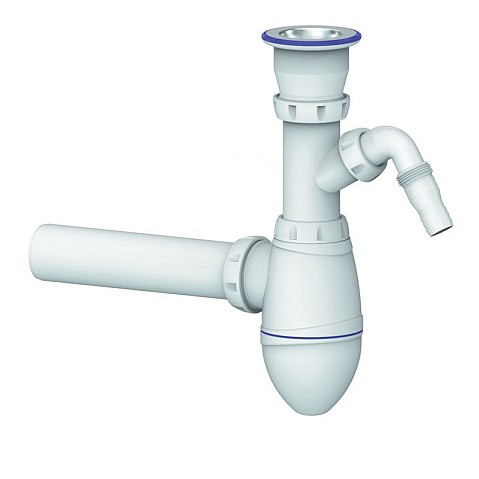 Сифон для мойки Unicorn В310V, 40х40 прямой отвод, 1 1/2'' х40 чаша из нержавеющей стали с отводом для стиральной машины купить в Челябинске | "Проконсим"