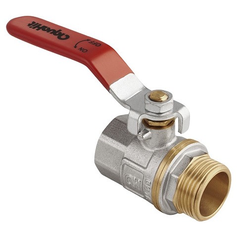 Кран латунный шаровой MVI AquaHit BV.312.04 DN 40 PN 25 рычаг муфта-штуцер полнопроходной никелированный купить в Челябинске | "Проконсим"