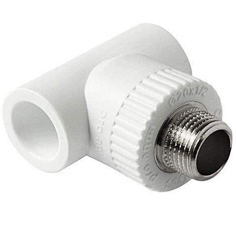 Тройник комбинированный ПП 25-1/2'' PN 25 с наружной резьбой белый Pro Aqua PA25012P купить в Челябинске | "Проконсим"