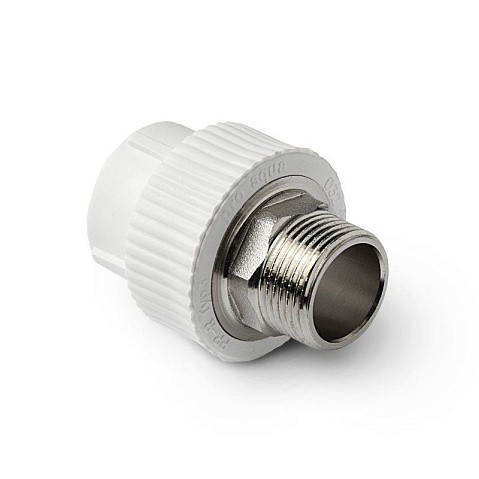 Муфты ПП DN 32-110 PN 25 комбинированные под ключ с наружной резьбой белые Pro Aqua купить в Челябинске | "Проконсим"