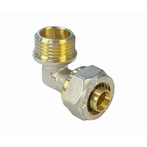 Угольник латунный для PEX труб 20-3/4'' PN 10 обжимной никелированный Valfex VF.352.N  купить в Челябинске | "Проконсим"