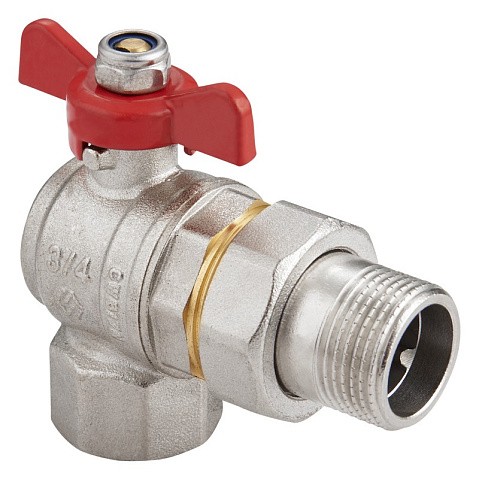 Краны латунные шаровые угловой DN 15-25 PN 40 никелированные бабочка американка MVI BV.522 купить в Челябинске | "Проконсим"