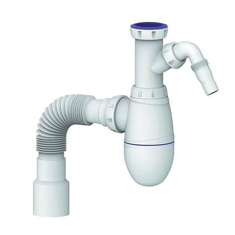 Сифон для мойки Unicorn В520V, 40х50 гибкий отвод, 1 1/2'' х40 с отводом для стиральной машины преходник 40х32 купить в Челябинске | "Проконсим"