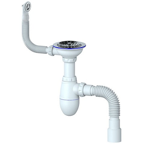 Сифон для мойки Unicorn В426, 40х50 гибкий отвод, 3 1/2'' х40 чаша из нержавеющей стали, круглый перелив купить в Челябинске | "Проконсим"