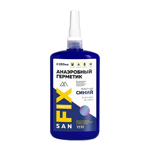 Гель-герметик SANFIX 250мл. до 3/4'', анаэробный уплотнительный, синий, флакон купить в Челябинске | "Проконсим"