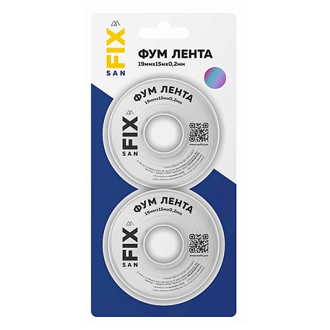 Лента ФУМ SANFIX 19мм х15м х0,2 мм 0,3г/см3, 2 катушки в блистере купить в Челябинске | "Проконсим"