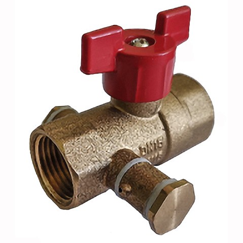 Кран латунный шаровой DN 20 PN 16 с дренажными патрубками G3/4'' муфта-муфта бабочка Пензапромарматура купить в Челябинске | "Проконсим"