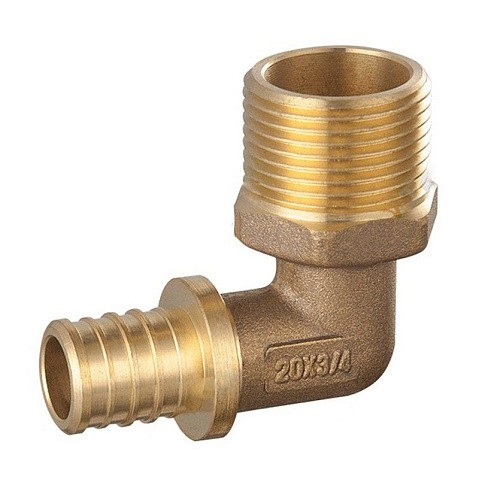 Угольник латунный для PEX DN 20 с наружной резьбой 1/2'' под надвижную гильзу PLP купить в Челябинске | "Проконсим"