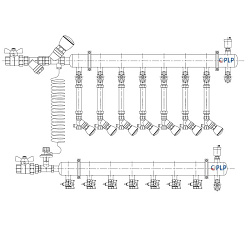  Коллекторный узел на 7 выход. PLP УКЭО-МАКСИМУМ 5-30/25-60кПа Ду50 1'' - 1/2'' Ру10 сталь, подкл. боковое левое (922156287) со склада Проконсим в Челябинске