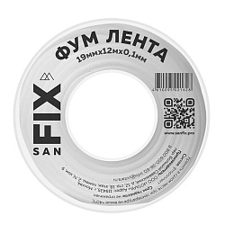  Лента ФУМ SANFIX 19мм х12м х0,1 мм 0,3г/см3 на катушке (228113220) со склада Проконсим в Челябинске