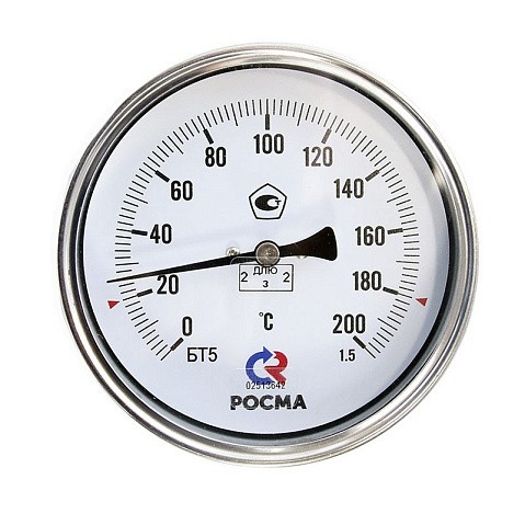 Термометр биметаллический РОСМА БТ-51.211, Ду 100, L 100, G1/2'' осевой купить в Челябинске | "Проконсим" Термометр биметаллический РОСМА БТ-51.211, Ду 100, L 100, G1/2'' осевой купить в Челябинске | "Проконсим"
