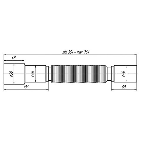 Гибкая труба АНИ K406 40-40/50, длина 351-761 мм купить в Челябинске | "Проконсим"
