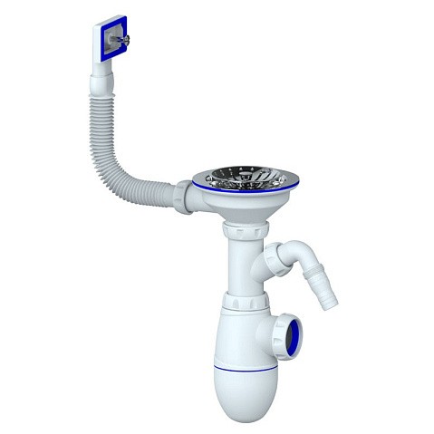 Сифон для мойки Unicorn B430VP, без отвода, 3 1/2'' х40 с отводом для стиральной машины, прямоугольный перелив купить в Челябинске | "Проконсим"