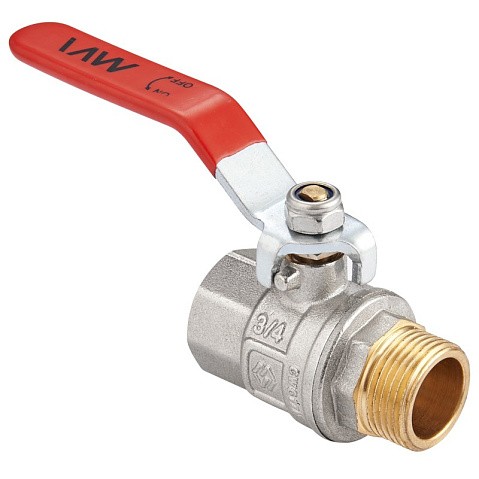 Кран латунный шаровой MVI BV.512 DN 32 PN 40 никелированный полнопроходной муфта-штуцер рычаг купить в Челябинске | "Проконсим"