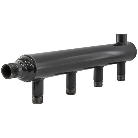 Коллектор распределительный стальной DN50 PN16 вход 15-20 2 выходов НР 3/4'' выход под кран Маевского и импульсную трубку, левосторонний PLP купить в Челябинске | "Проконсим"