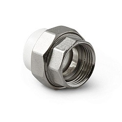  Муфта комбинированная ПП 20-1/2'' PN 25, с накидной гайкой, белая, Pro Aqua PA29008  (251239803) со склада Проконсим в Челябинске