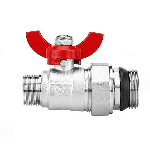 Кран шаровой латунный DN 25 PN 10 никелированный прямой  для коллектора (2 шт.) Varmega VM15951 купить в Челябинске | "Проконсим"
